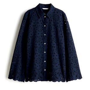 Long-sleeved shirt in eyelet embroidered